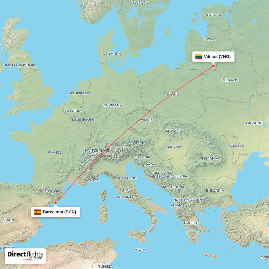 VNO - BCN route map
