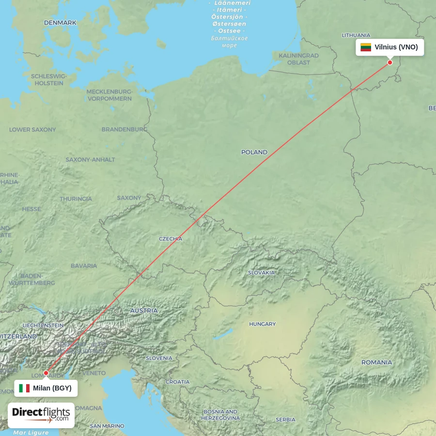 VNO - BGY route map