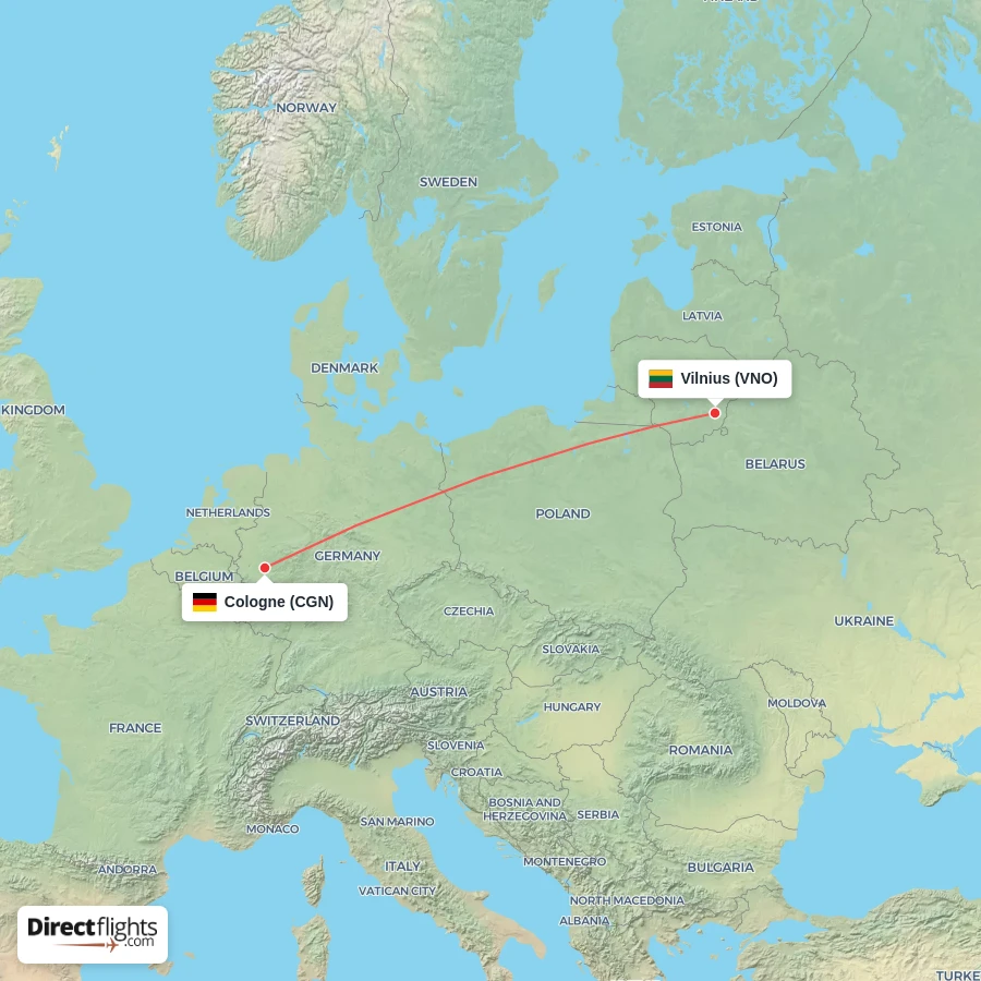 VNO - CGN route map