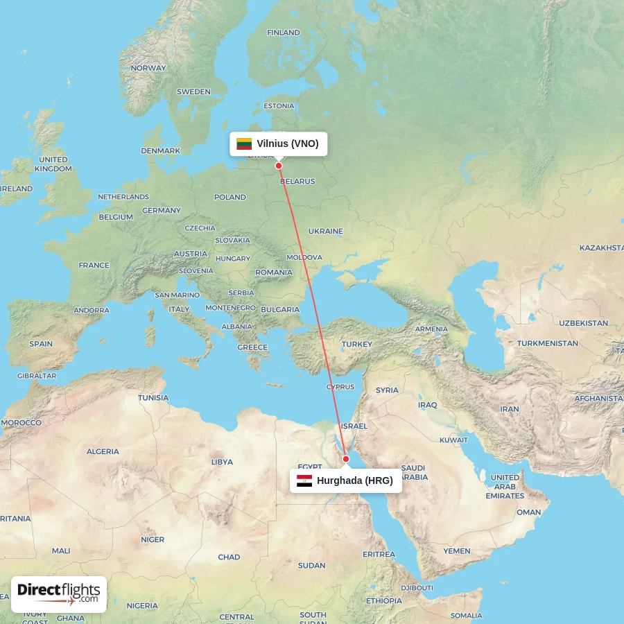 VNO - HRG route map