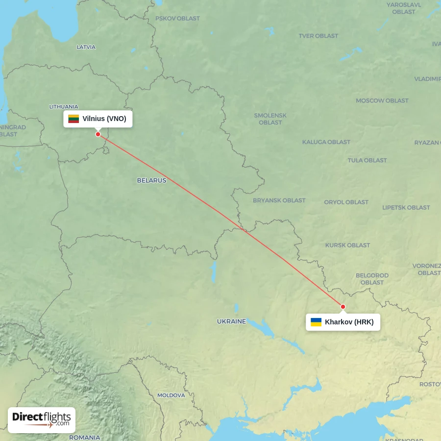 VNO - HRK route map