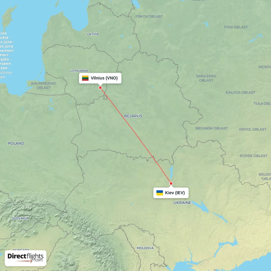 VNO - IEV route map