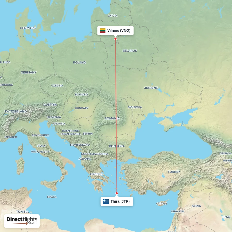 VNO - JTR route map