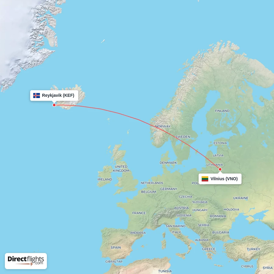 VNO - KEF route map