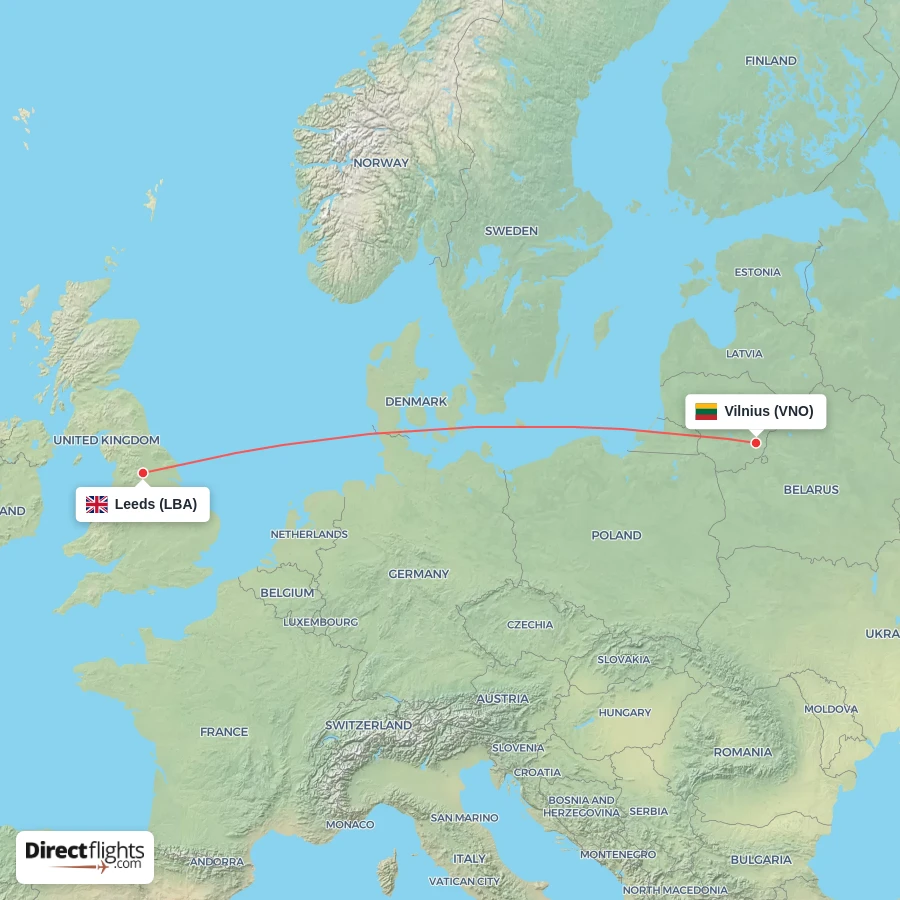 VNO - LBA route map