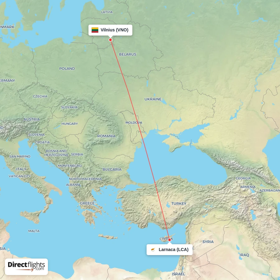 VNO - LCA route map