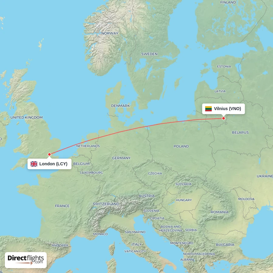 VNO - LCY route map