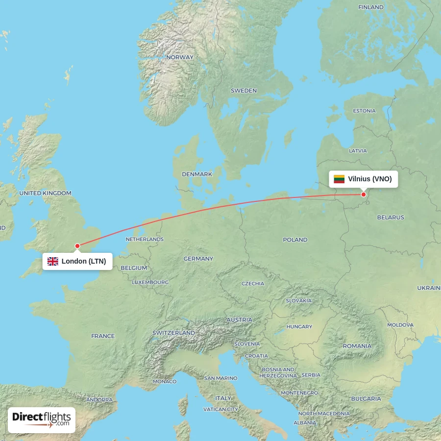 VNO - LTN route map