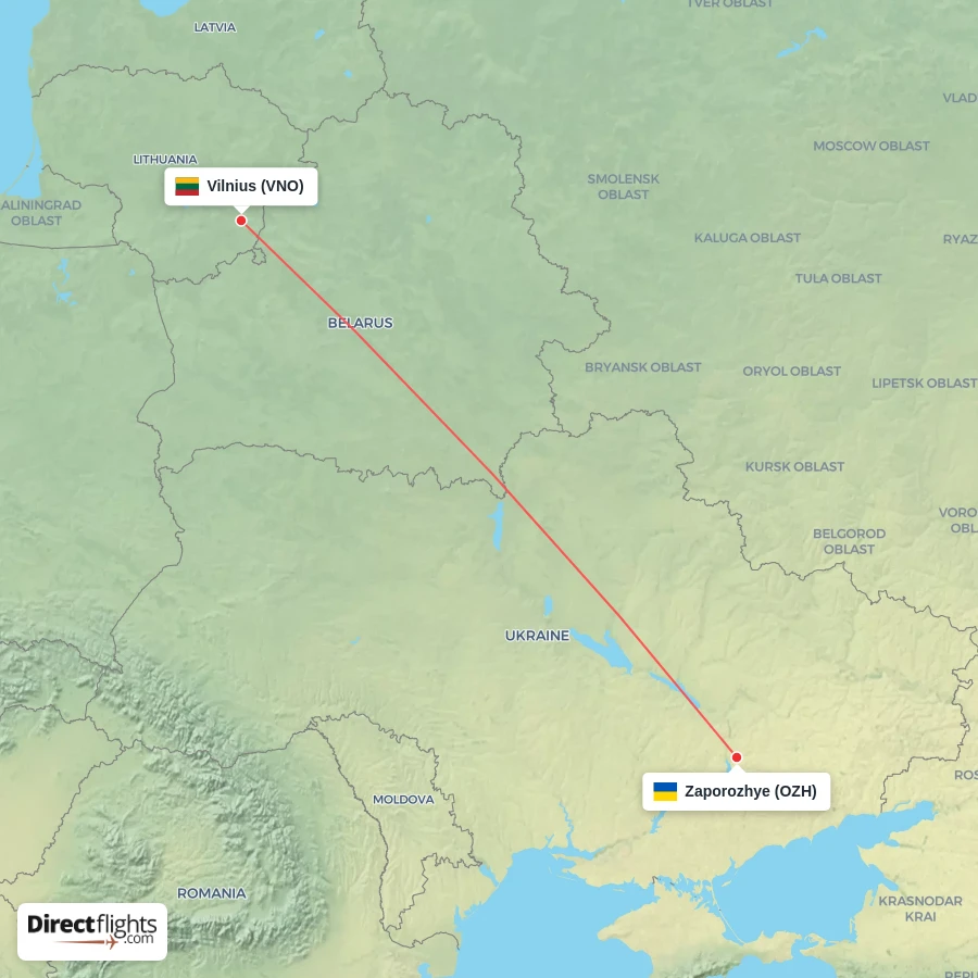 VNO - OZH route map