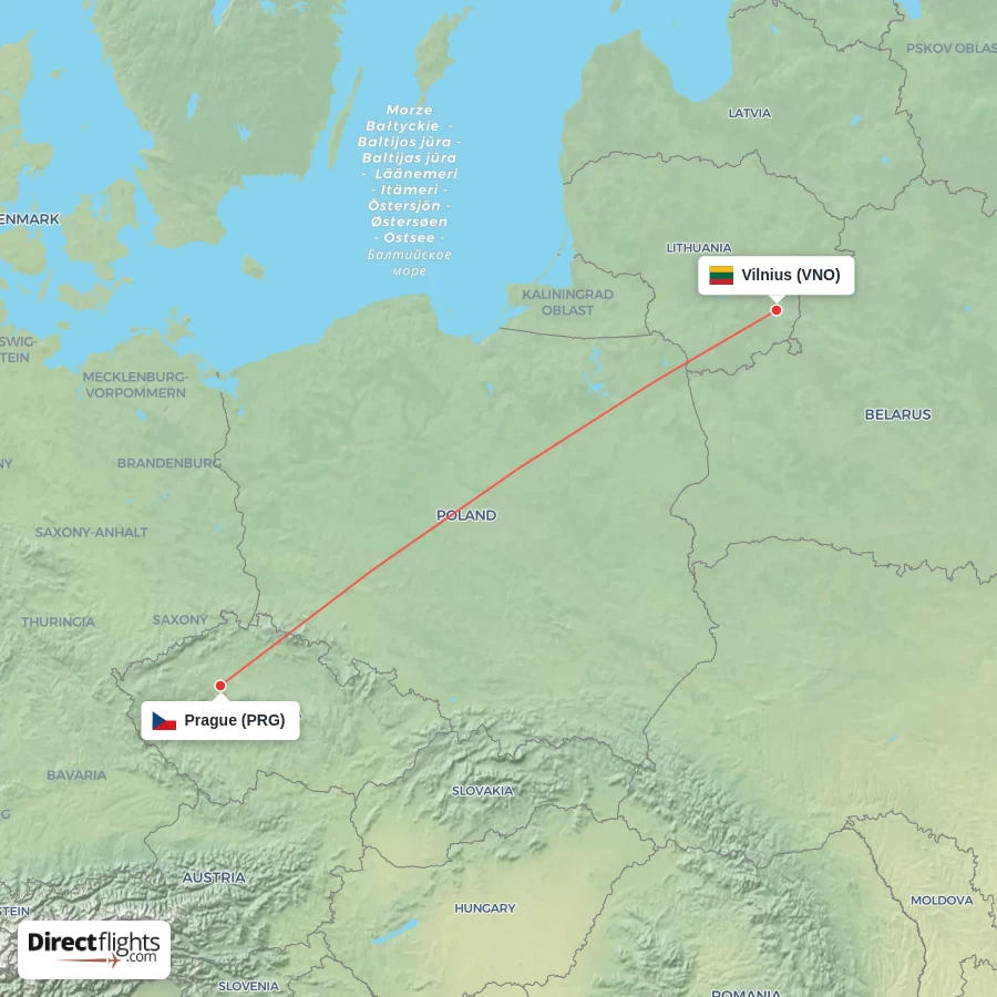 VNO - PRG route map