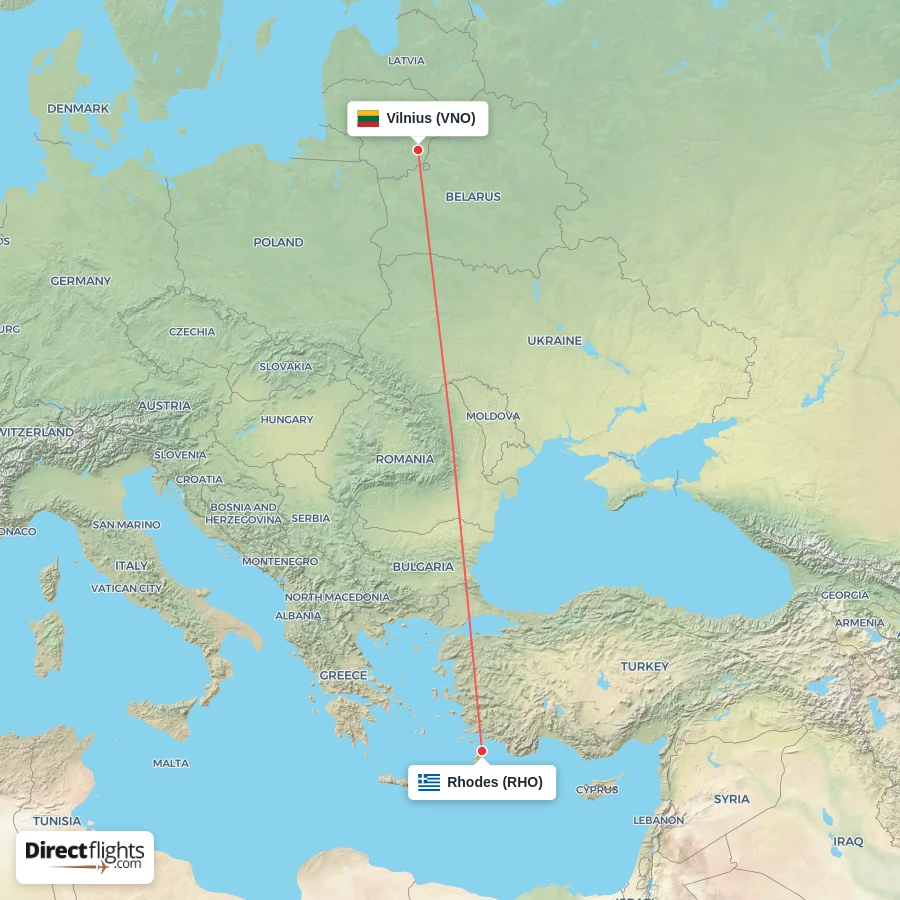 VNO - RHO route map