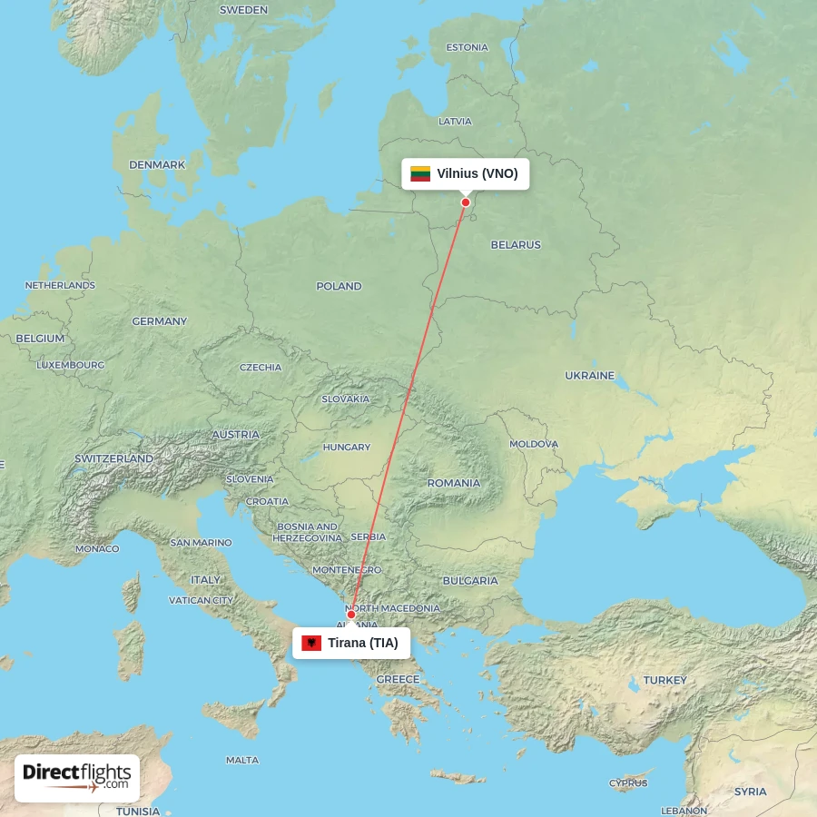 VNO - TIA route map