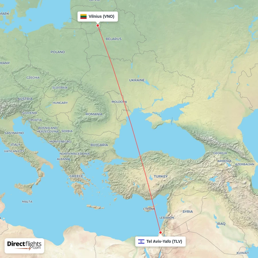 VNO - TLV route map