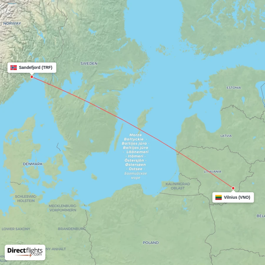VNO - TRF route map