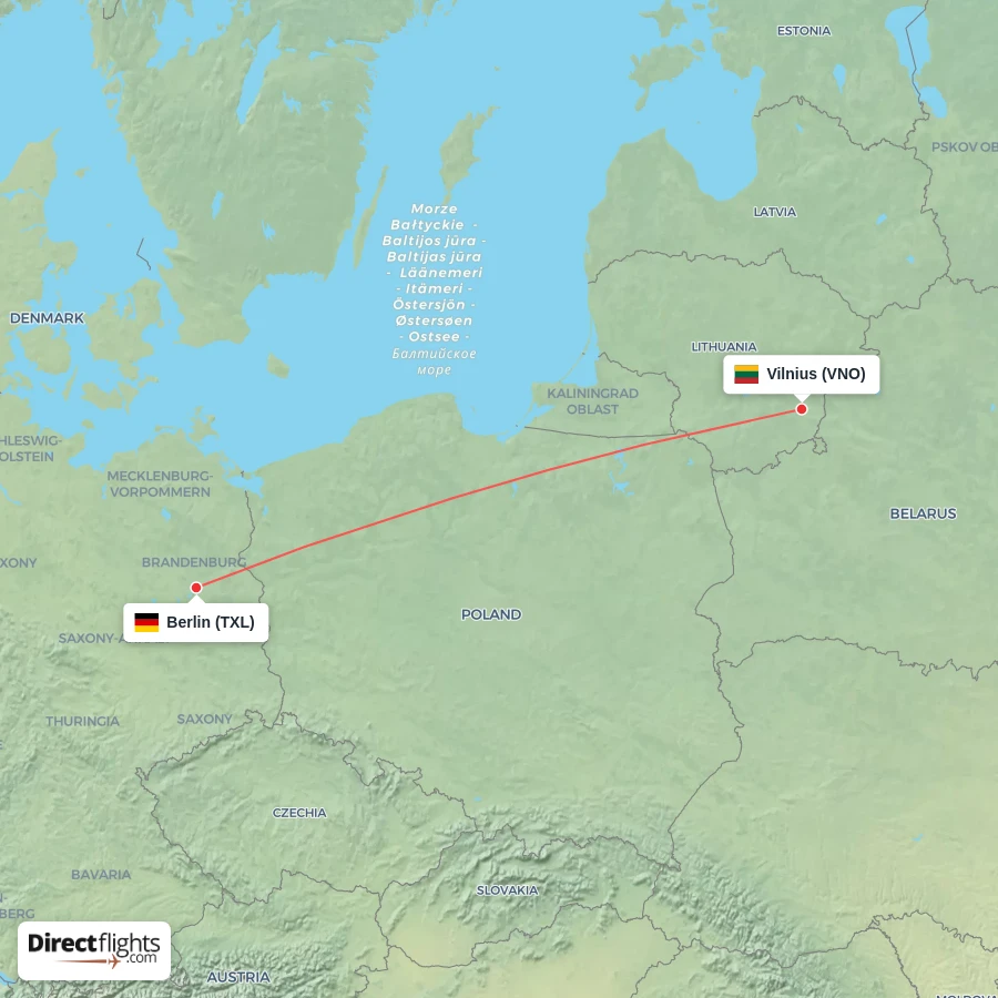 VNO - TXL route map