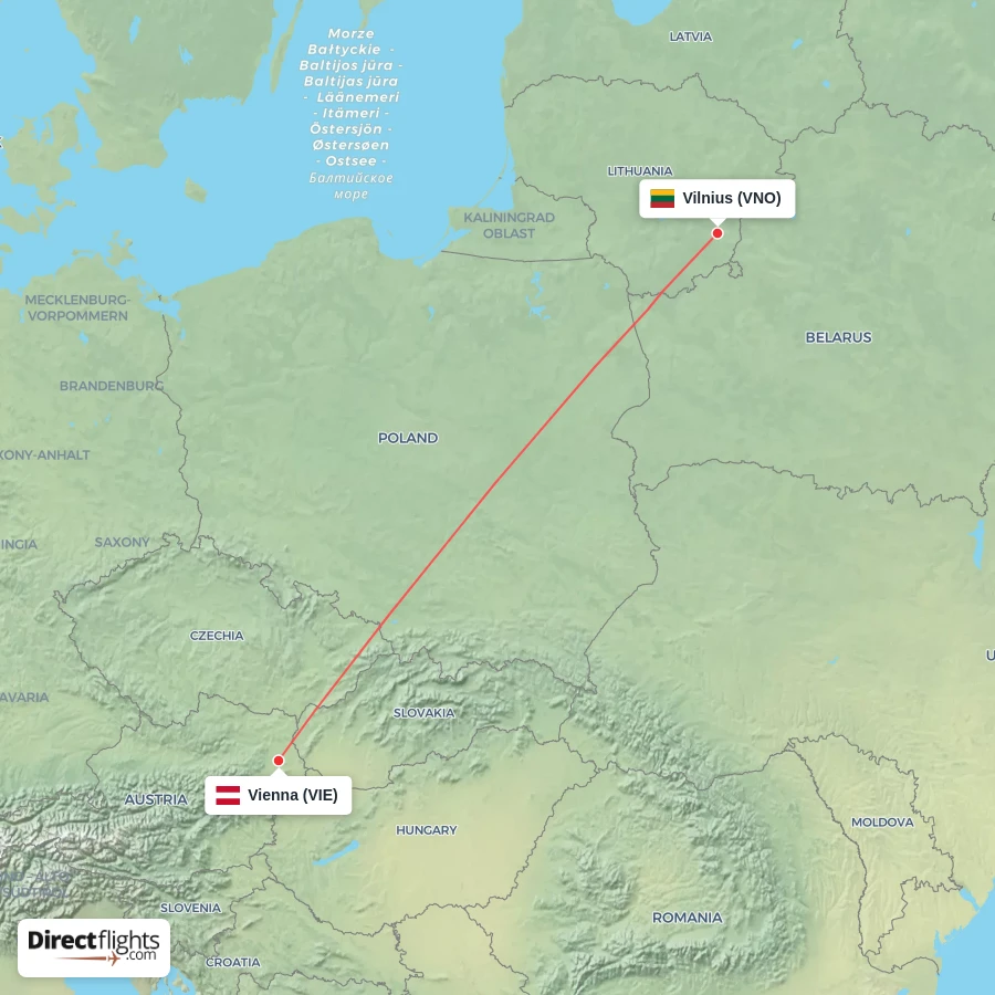 VNO - VIE route map