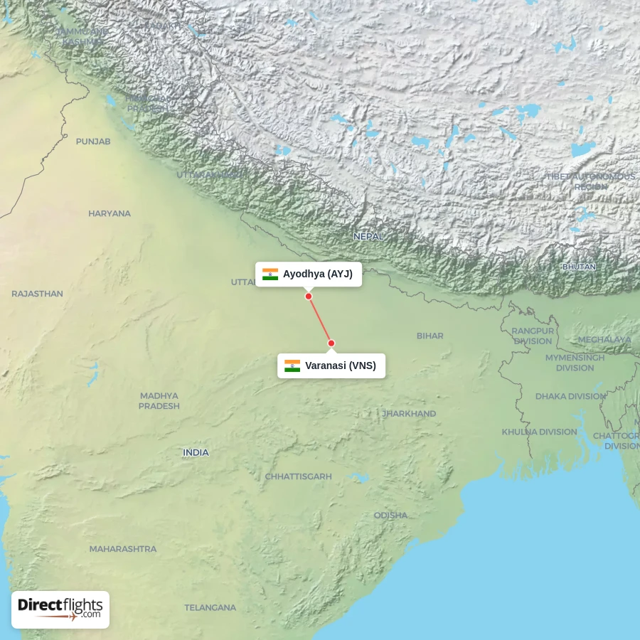 VNS - AYJ route map