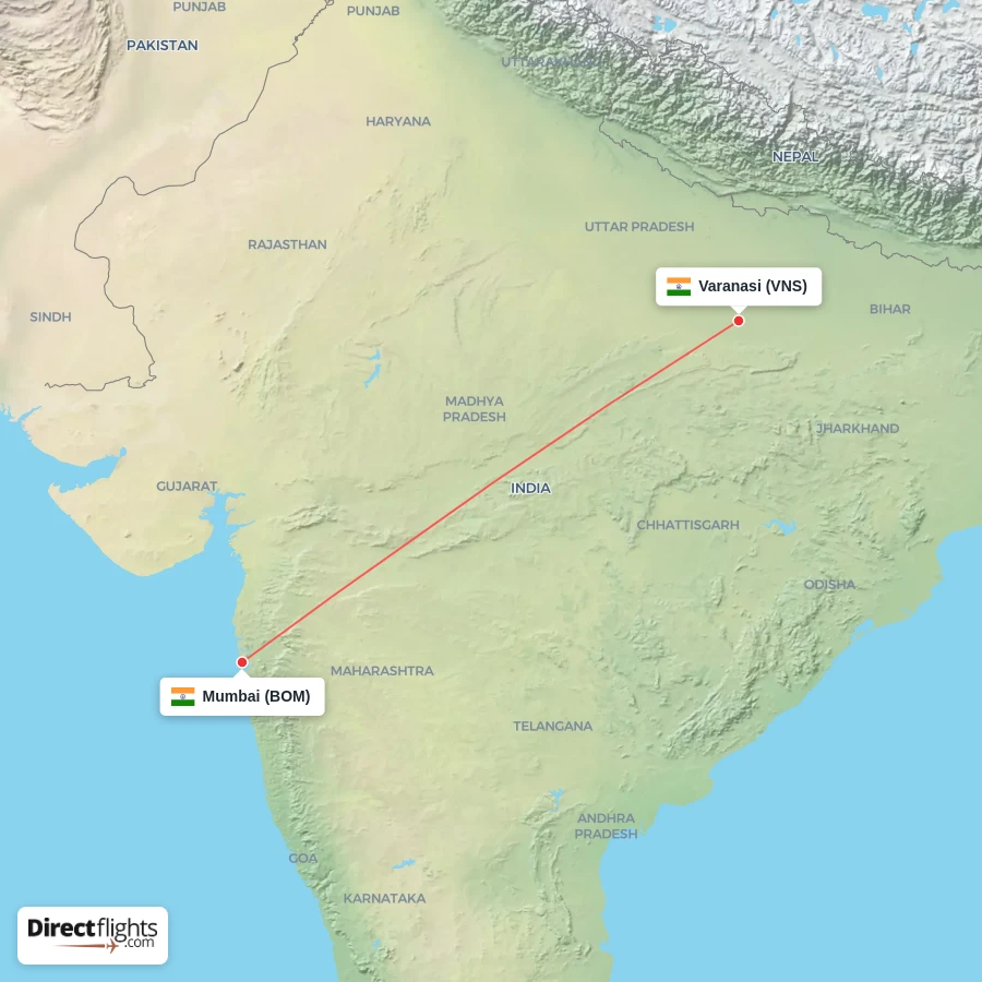 VNS - BOM route map