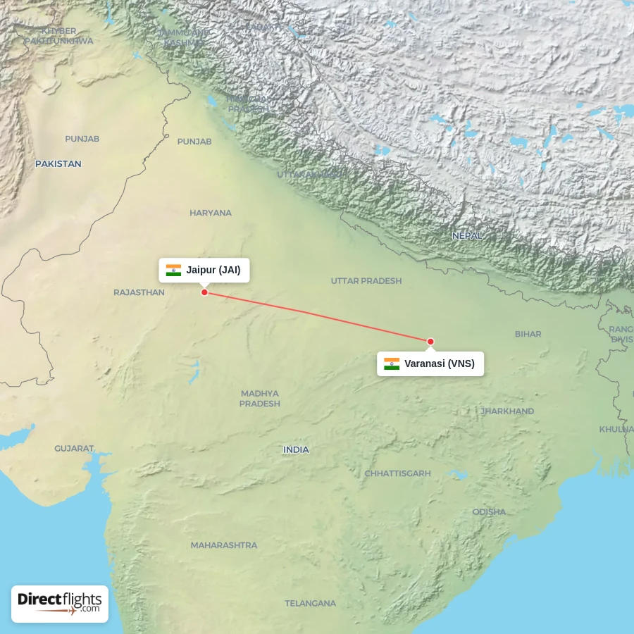 VNS - JAI route map