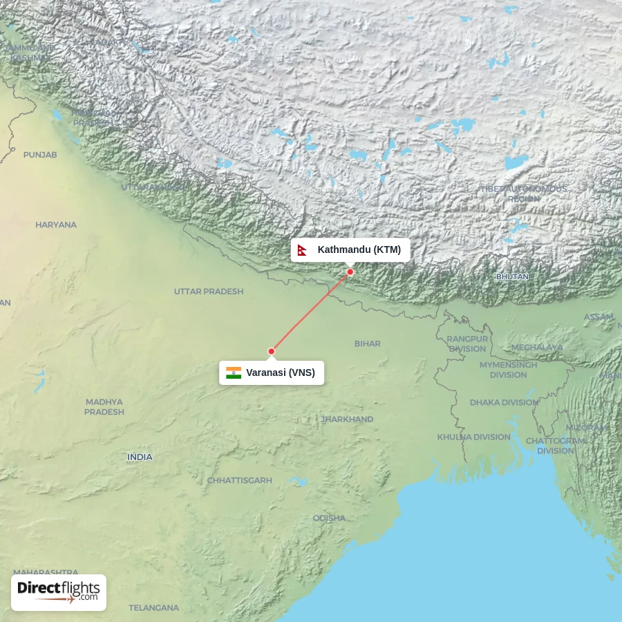 VNS - KTM route map