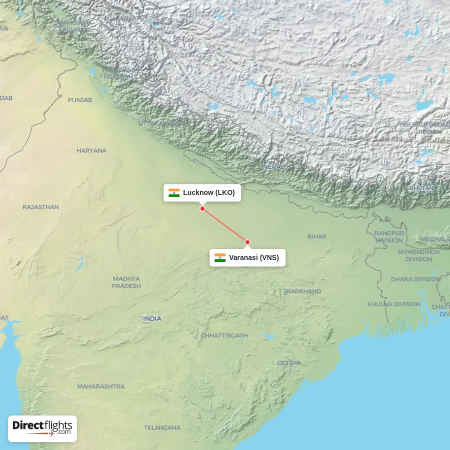 VNS - LKO route map