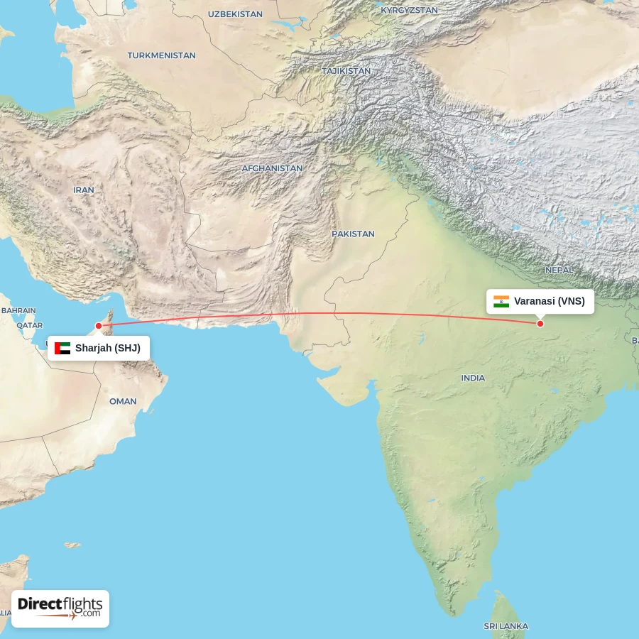 VNS - SHJ route map