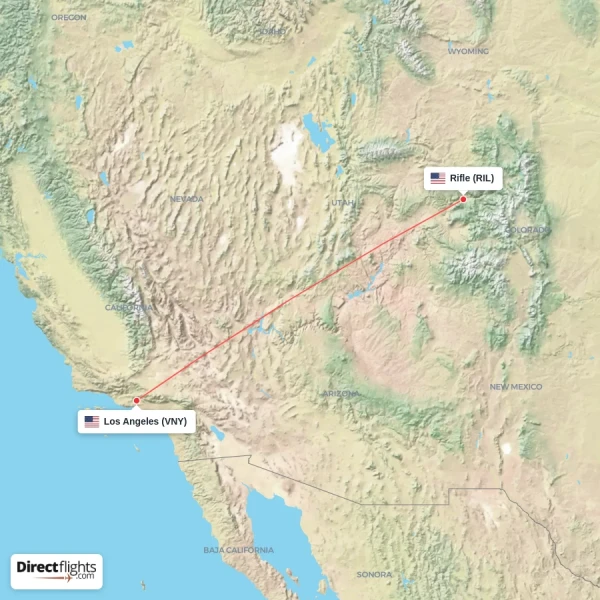 Los Angeles - Rifle direct flight map