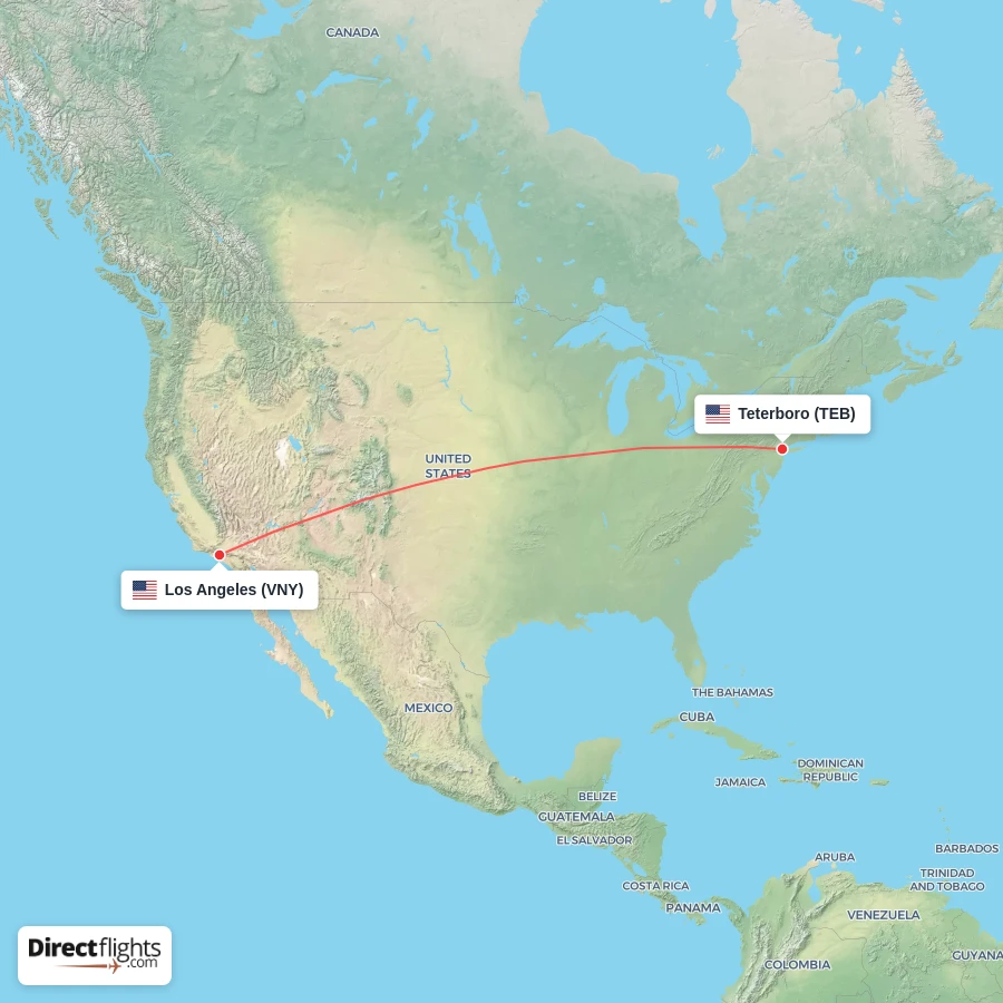 VNY - TEB route map