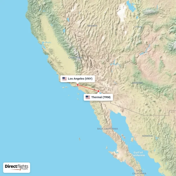 Los Angeles - Thermal direct flight map
