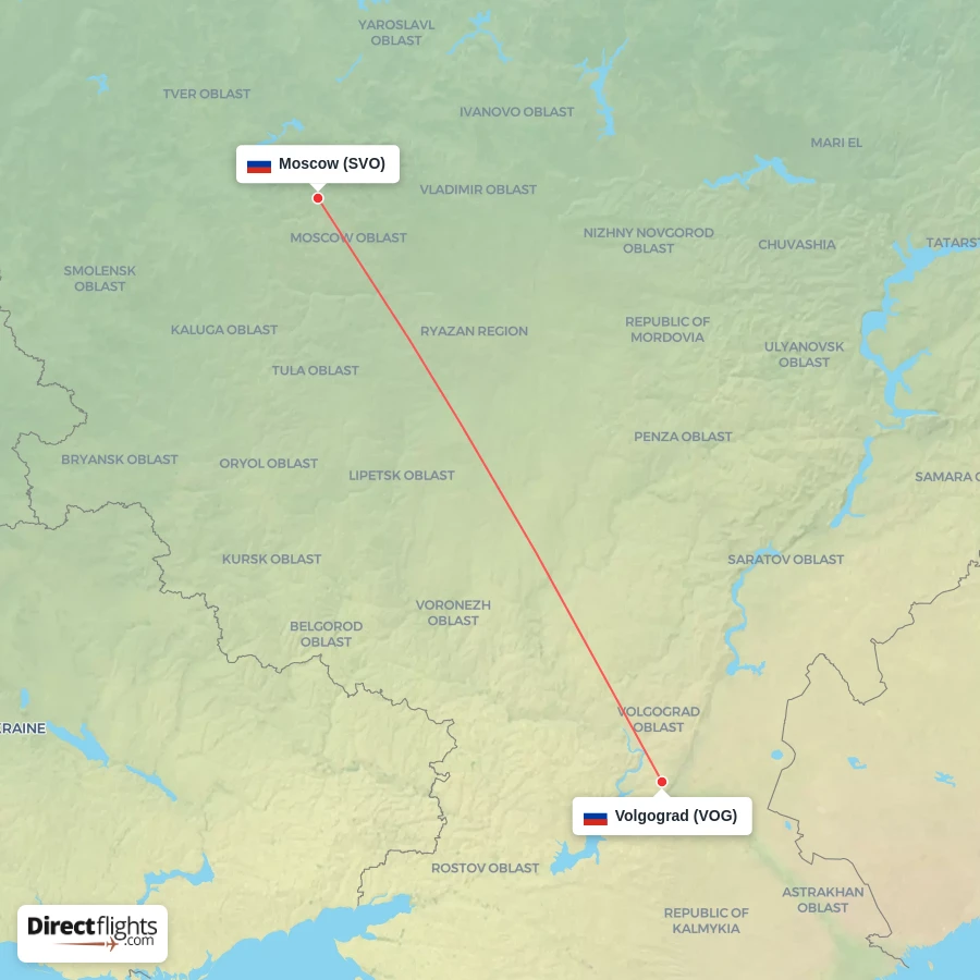 VOG - SVO route map