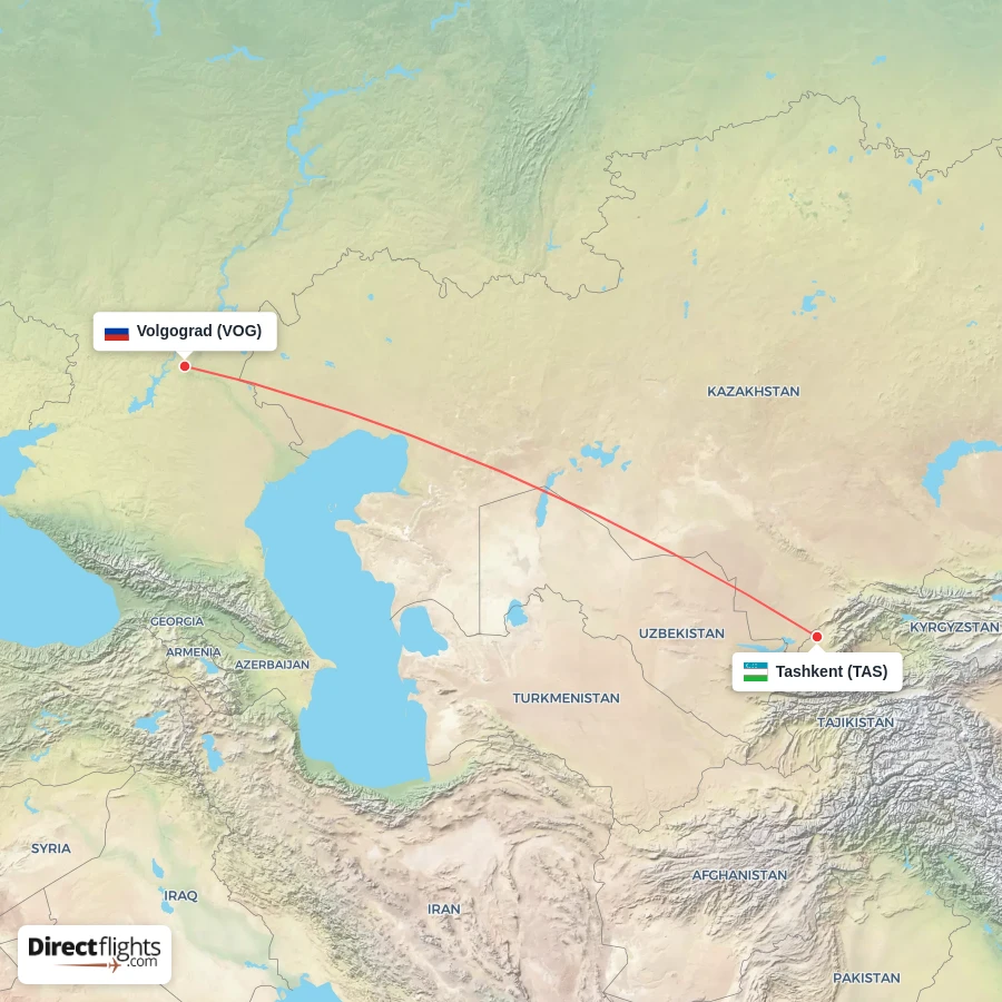 VOG - TAS route map