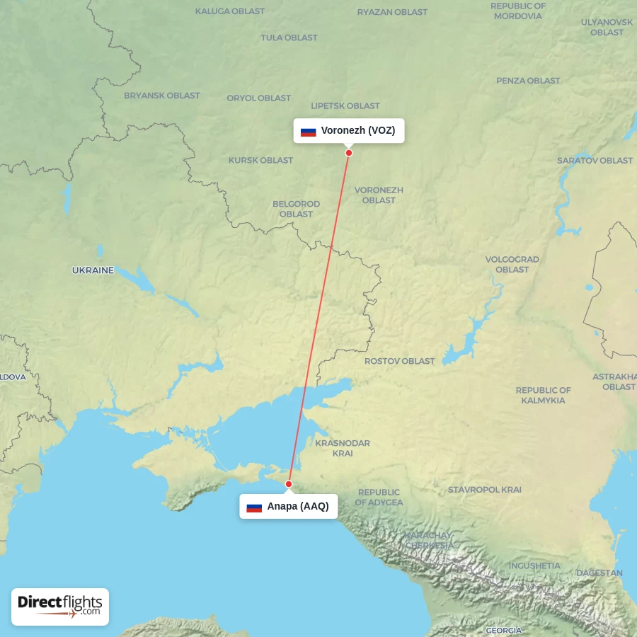 VOZ - AAQ route map