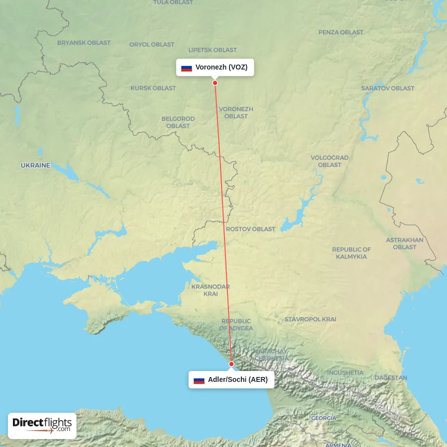 VOZ - AER route map