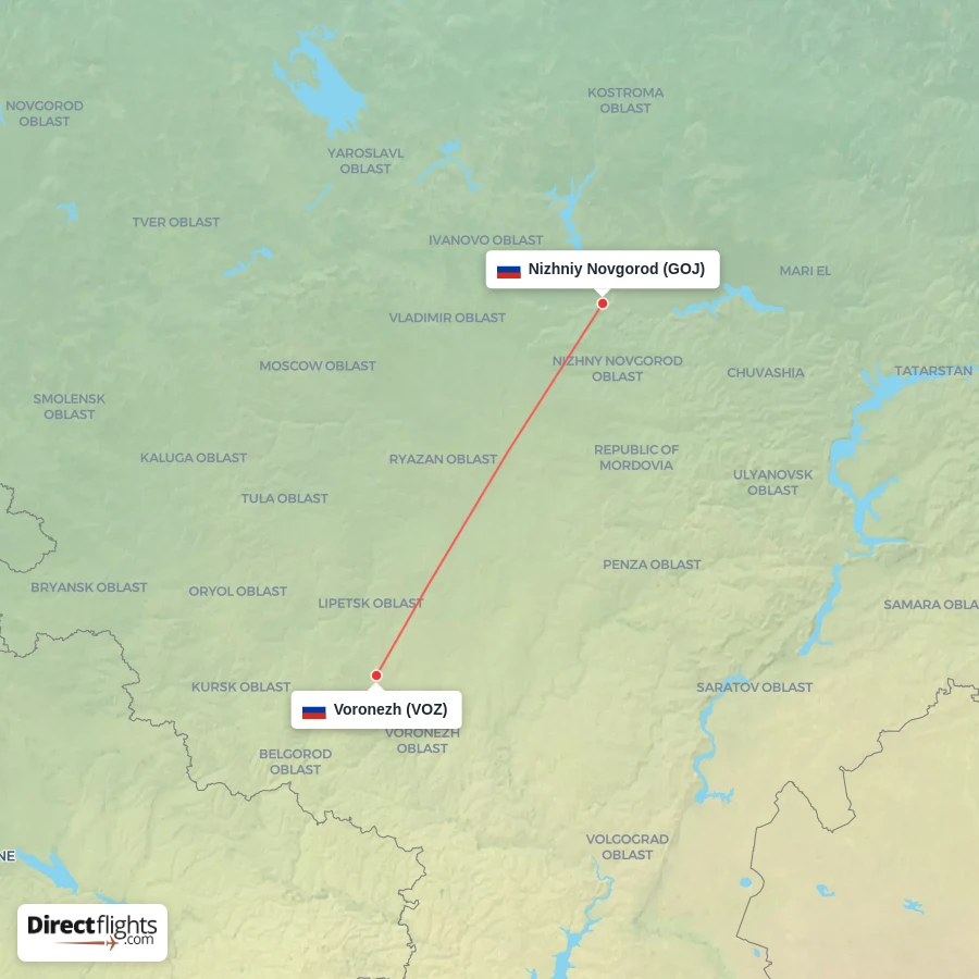 VOZ - GOJ route map