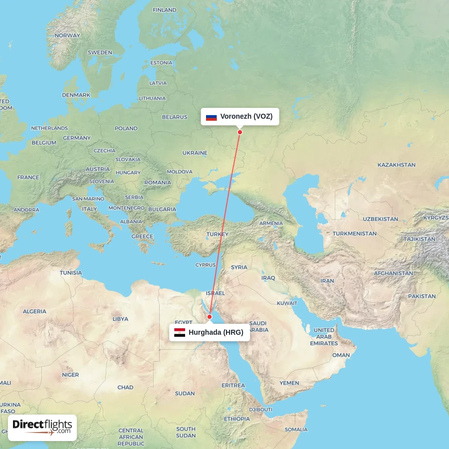 VOZ - HRG route map