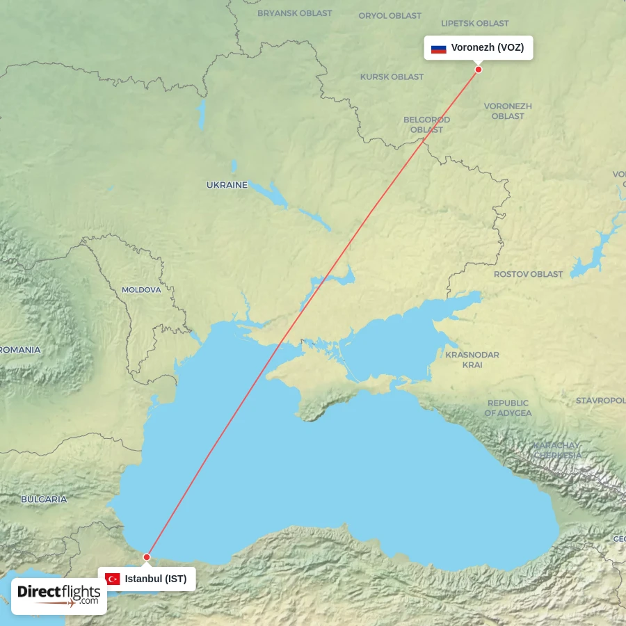 VOZ - IST route map