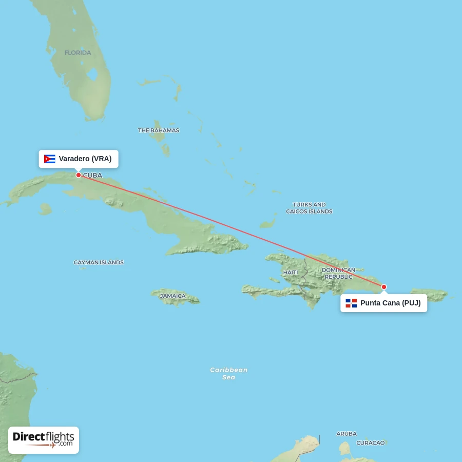 VRA - PUJ route map