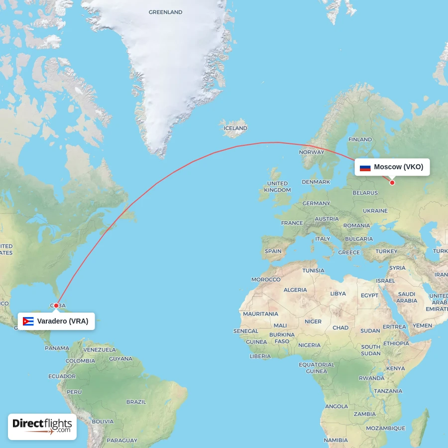 VRA - VKO route map
