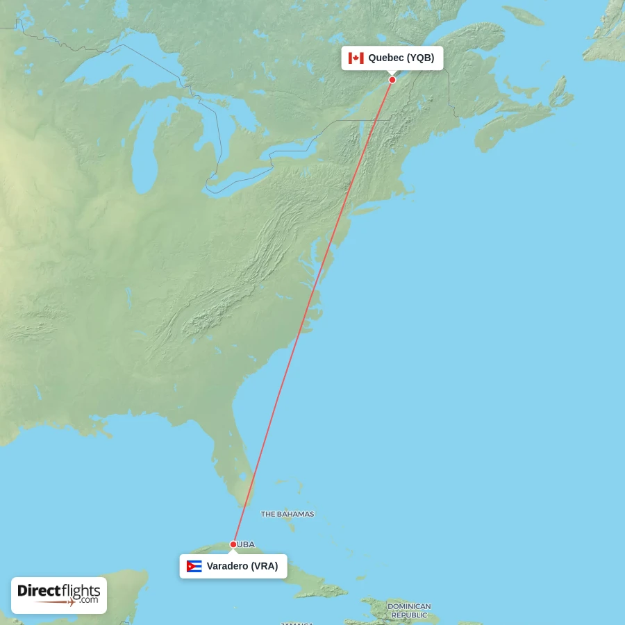 VRA - YQB route map