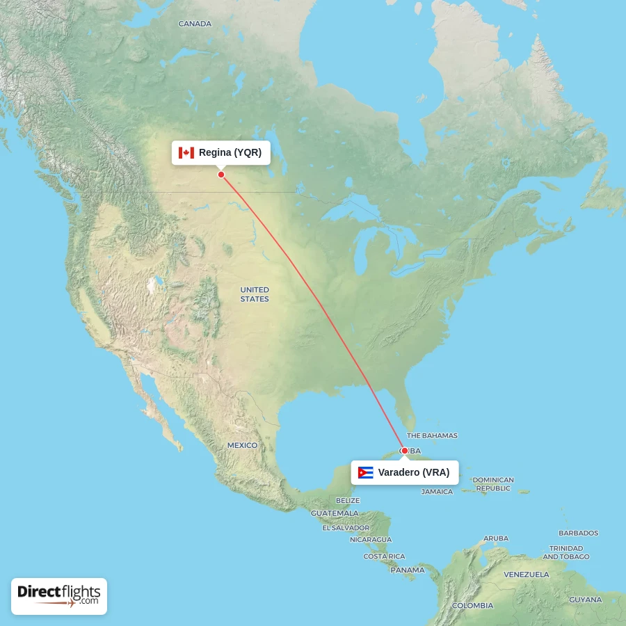 VRA - YQR route map