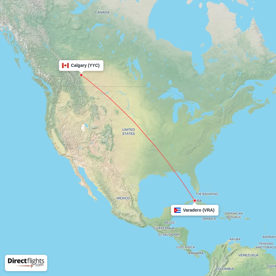VRA - YYC route map