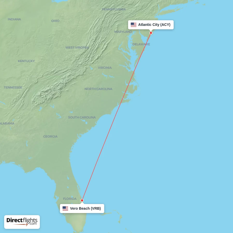 VRB - ACY route map