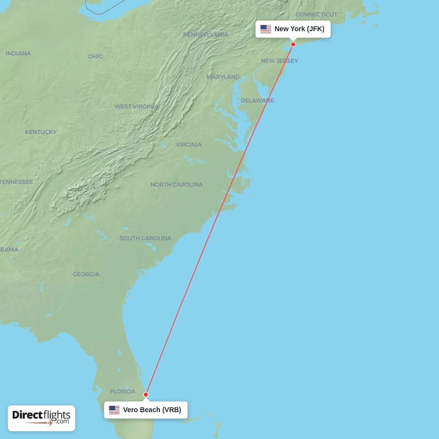 VRB - JFK route map