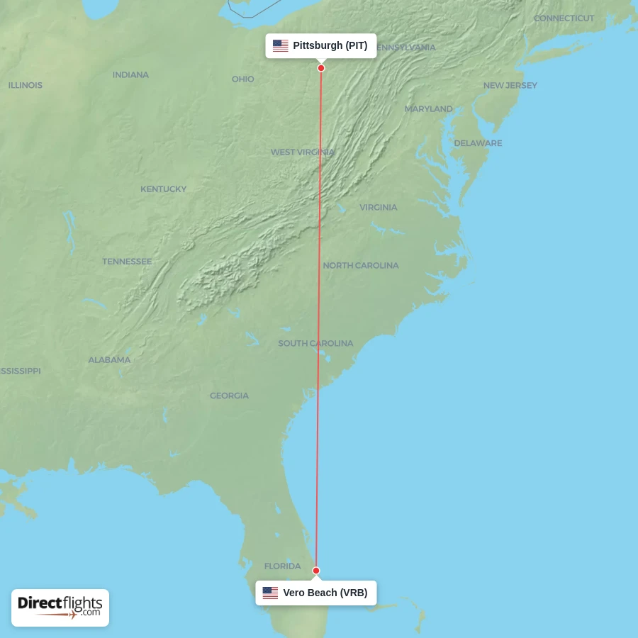VRB - PIT route map