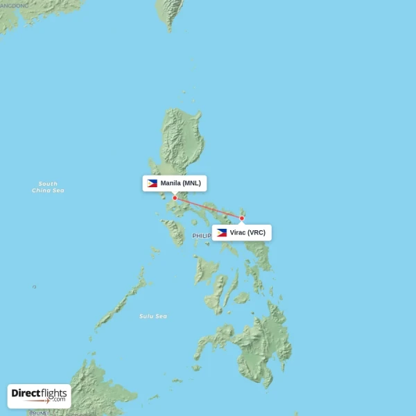 Virac - Manila direct flight map