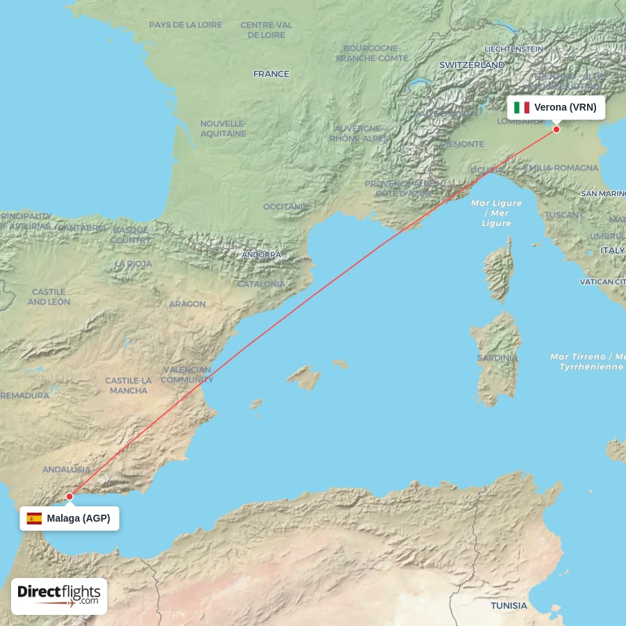 VRN - AGP route map