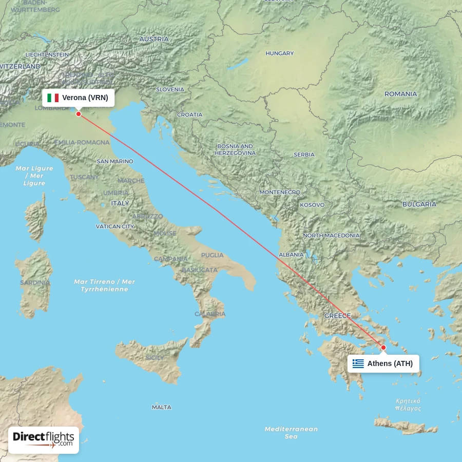 VRN - ATH route map