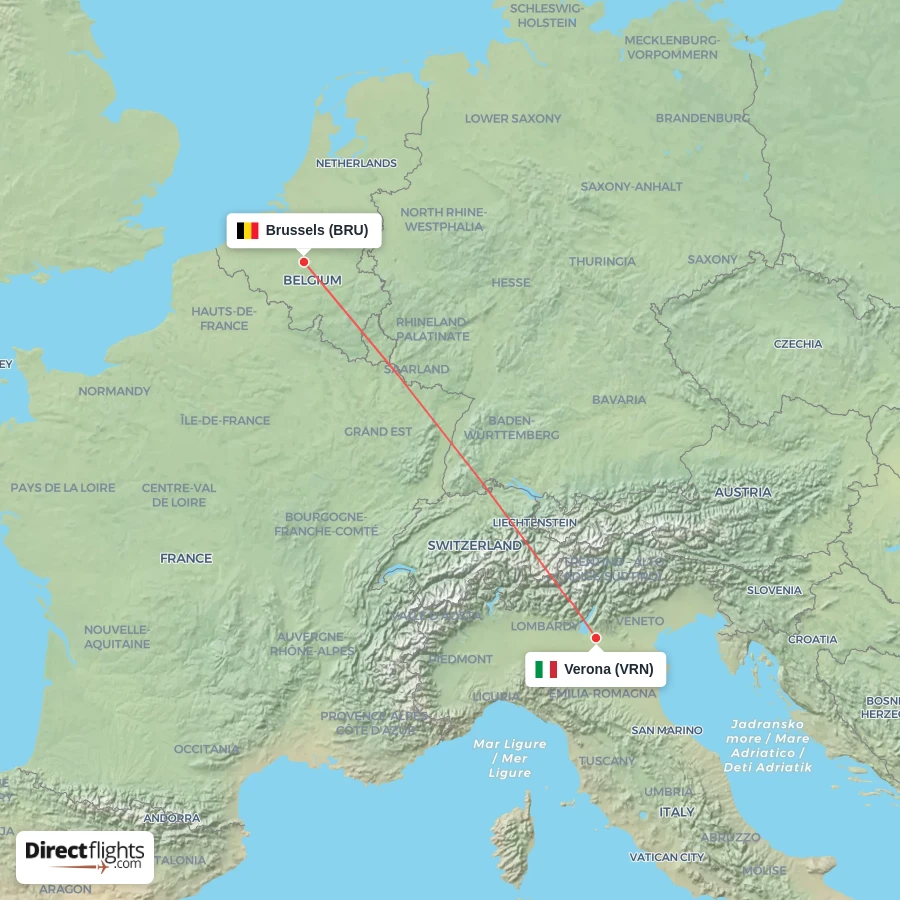VRN - BRU route map