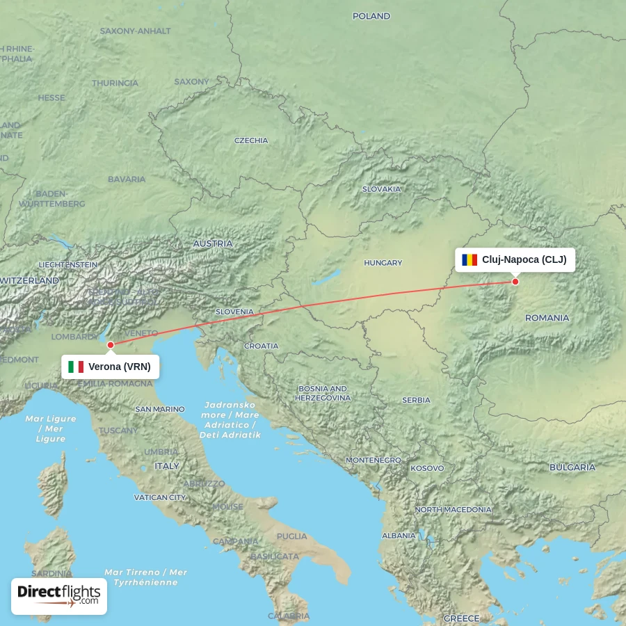 VRN - CLJ route map