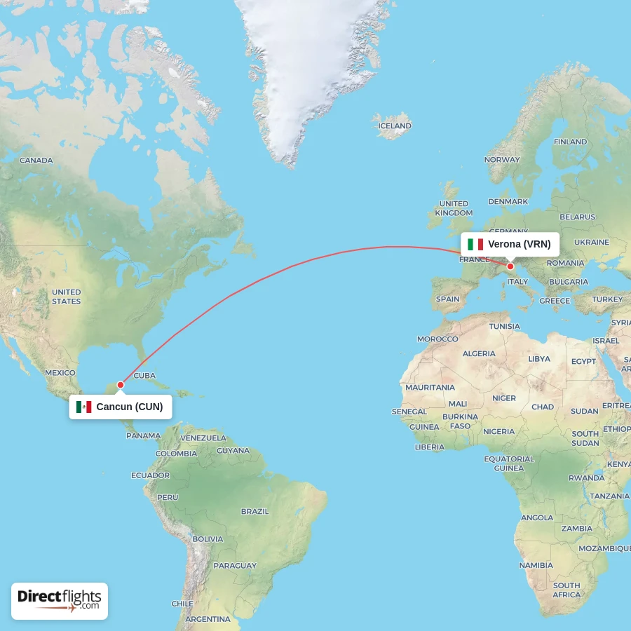 VRN - CUN route map